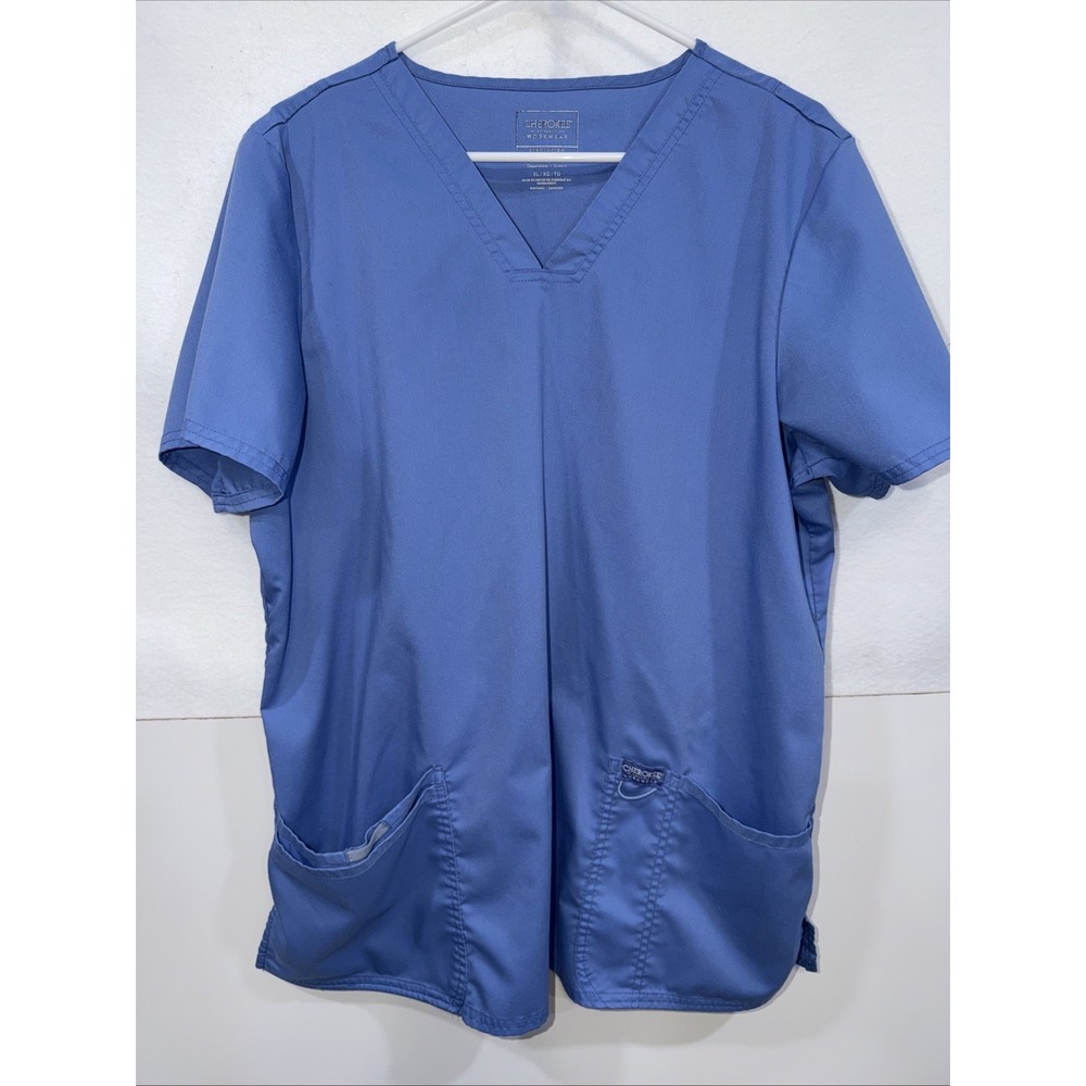 Women's Cherokee Workwear Revolution Scrub Top Ceil Blue Size Extra Large XL